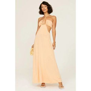 Rosetta Getty Ruched Cutout Gown in Orange 8 Womens Long Maxi Dress
